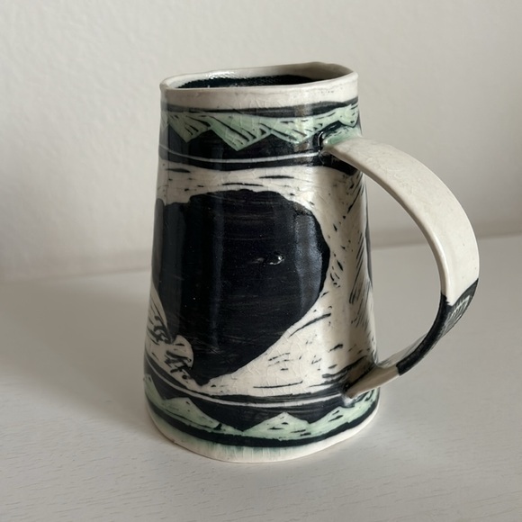 Martye Allen Sgraffito Pottery Art Mug 2 Black Bears Southwest Native Nature - Picture 9 of 15
